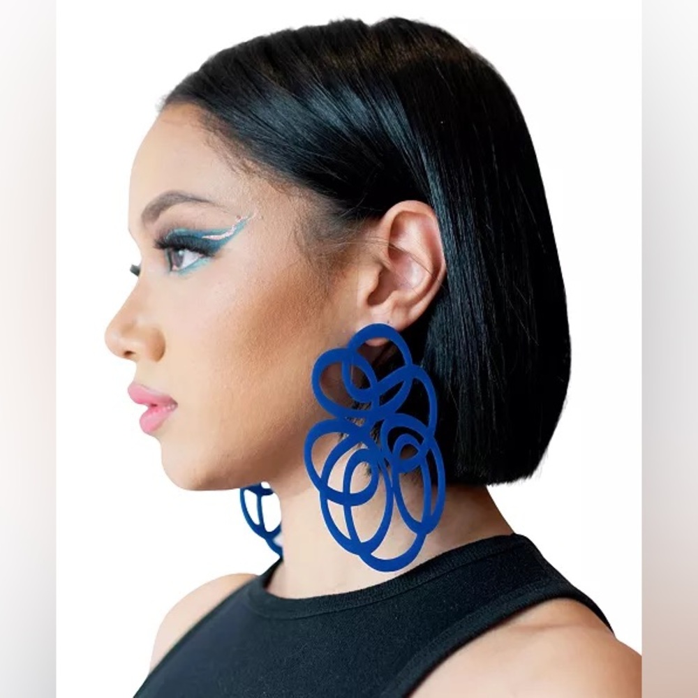 Swanky Designs Blue Statement Earrings